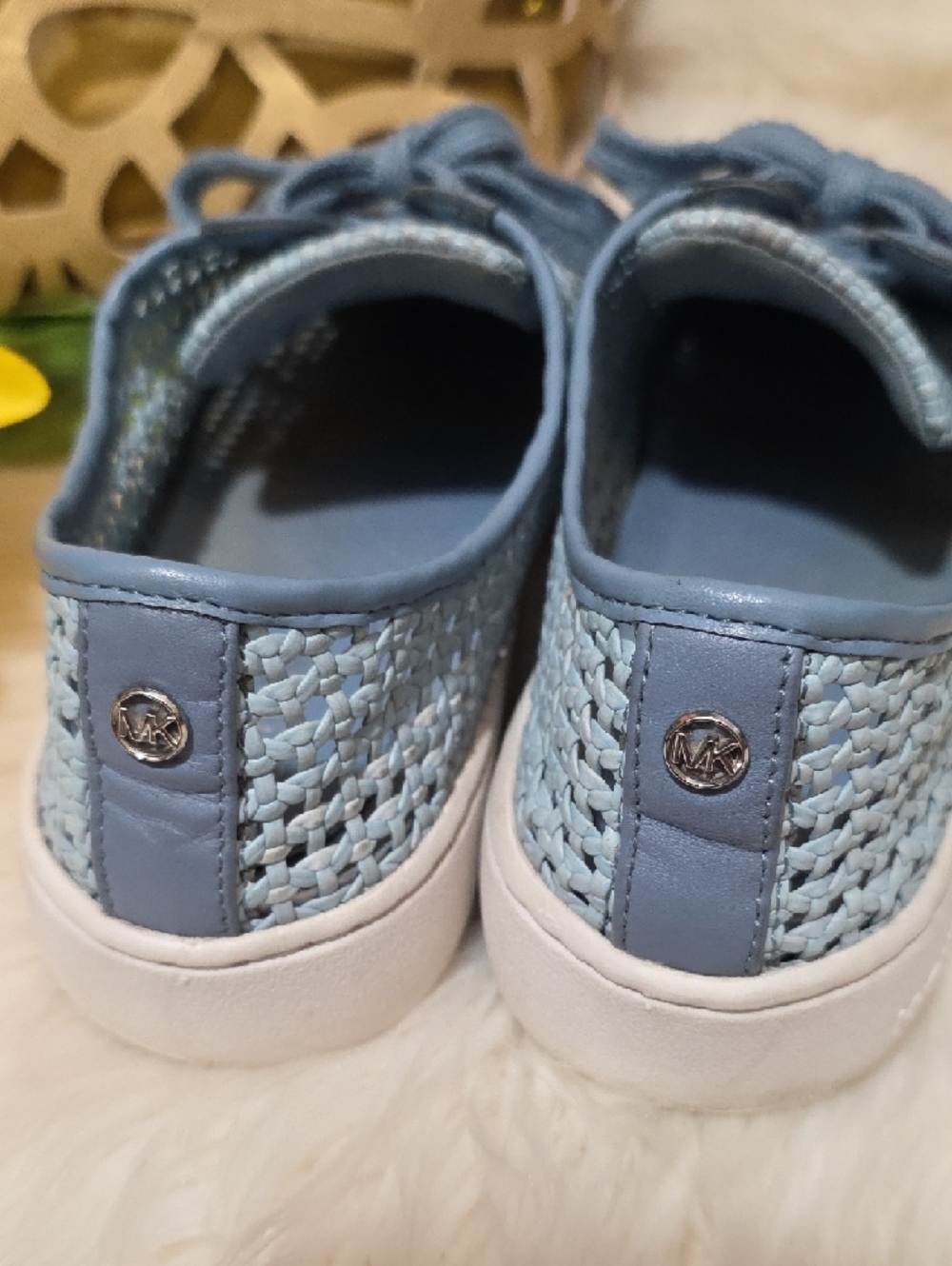 Michael Kors Powder Blue Perforated Lace-Up Sneakers - Picture 5 of 9